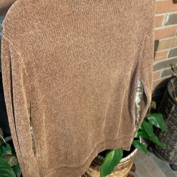 Vtg L Chenille Animal Print Faux Fur Sweater Jacket - Picture 5 of 12